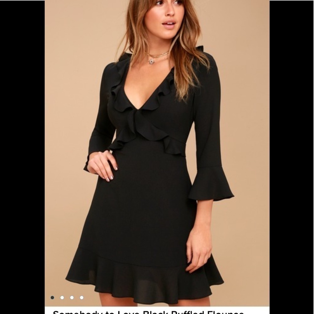 Lulu's Black Ruffled Mini Dress